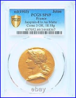 1903 France Republic Gold Matte Specimen La Rochelle Savings Bank PCGS SP 69