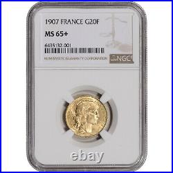 1907 France Gold 20 Francs NGC MS65+ Plus Grade