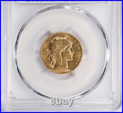 1908 Gold 20 Francs PCGS MS-65 Marianne & Rooster Gad-1064a France AGW 0.1867 oz