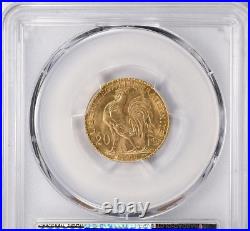1908 Gold 20 Francs PCGS MS-65 Marianne & Rooster Gad-1064a France AGW 0.1867 oz