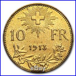 1911-1922 Switzerland Gold 10 Francs Avg Circ (Random) SKU #50931
