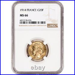 1914 France Gold 20 Francs NGC MS66