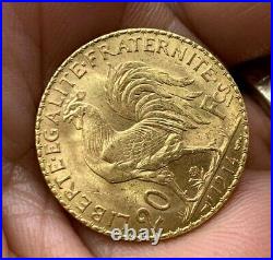 1914 France Gold Coin 20 Francs Paris France Coin, Marianne