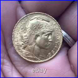 1914 France Gold Coin 20 Francs Paris France Coin, Marianne