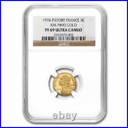 1974 France Gold 5 Centimes Piedfort Marianne PF-69 NGC SKU#277545