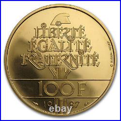 1987 France Proof Gold 100 Francs Lafayette