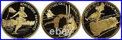 1989 & 1990 France 500 Francs Gold 1992 Albertville Olympics 3 Coin Proof Set