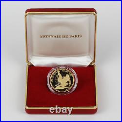 1990 France 500 Francs Gold 1992 Albertville Olympics Slalom Skiing Proof Coin