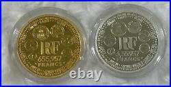 1999 (2) Coin 1 oz Silver & Gold Set France Europa 655,957 Francs with OGP & COA