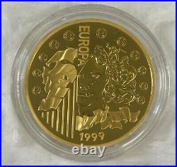 1999 (2) Coin 1 oz Silver & Gold Set France Europa 655,957 Francs with OGP & COA