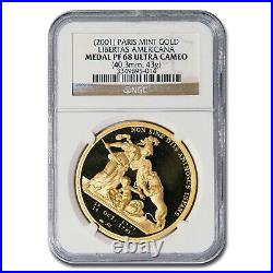 2001 (1781) France Gold Libertas Americana Medal PF-68 UCAM NGC SKU#268796
