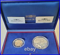 2001 france europa monnaie de paris (2 coin) gold & silver proof set