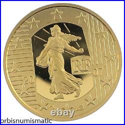 2007 France 5 Euro 5th Euro Anniversary 1/25 Oz 999 Gold Proof 209-389-771-334