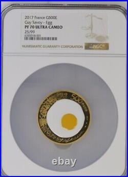 2017 France Guy Savoy Egg G500E ULTRA RARE 5 oz GOLD COIN! PF 70 ULTRA CAMEO