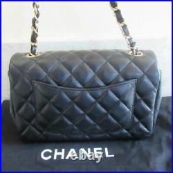 2019Receipt Chanel Black Lambskin Light Gold Crossbody Rectangular Mini Flap Bag