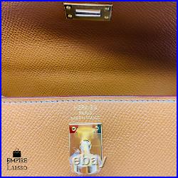 2020 New Hermes Kelly 25 Gold Sellier Epsom White Stitch Gold Ghw Bag Birkin
