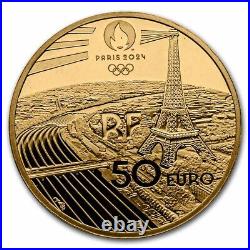 2021 1/4 oz Pf Gold 50 Paris 2024 Sports Series Swimming SKU#253599