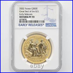 2022 France Great Seal of US 200 Euros 1oz Gold Proof Coin NGC Reverse PF 70 ER