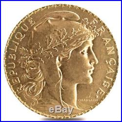 20 Francs French Rooster Gold Coin AU AGW. 1867 oz (Random Year)