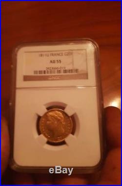 20 Francs Or Gold Napoleon Ier 1811 U Turin Mint Ngc Au55 Rr Sup Revers Decale