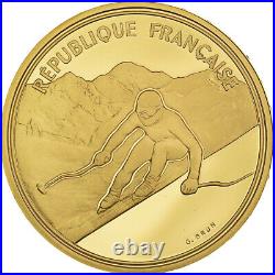 #221397 Coin, France, 500 Francs, 1989, Paris, Albertville 92, ski, MS, Gold