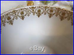39 Pc LIMOGES Dish Set Pink Poppies Heavy Gold Gilt J. P. France BEAUTIFUL