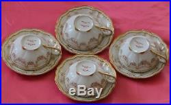 4 Haviland Limoges France Cup Saucer Sets Pink Rose Swags Ribbons Bows Dble Gold