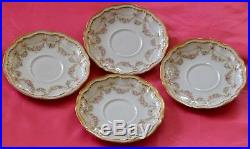 4 Haviland Limoges France Cup Saucer Sets Pink Rose Swags Ribbons Bows Dble Gold