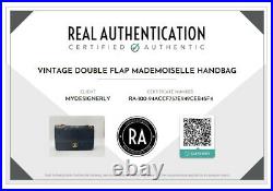 $5500 Chanel Mademoiselle Double Flap Lambskin Medium Black Leather Shoulder Bag