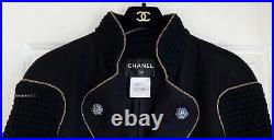 $6050 Chanel 15a Salzburg Black Gold Gripoix Wool Tweed Coat Jacket 42