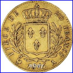 #611 Coin, France, Louis XVIII, 20 Francs, 1815, Paris, VF, Gold, KM70
