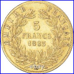 #845725 Coin, France, Napoleon III, 5 Francs, 1863, Strasbourg, VF, Gol
