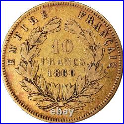#891406 Coin, France, Napoleon III, 10 Francs, 1860, Paris, VF, Gold, K