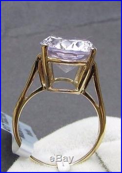 8.11 cts Genuine Rose De France Amethyst Solitaire Size 7 Ring 10k Yellow Gold