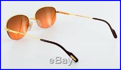 90s Vintage CARTIER Montaigne Sunglasses Semi-Rim 22ct GP Gold Orange 55-18 NOS