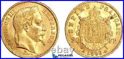 A7/214, France, Napoleon III, 20 Francs 1866 A, Paris Mint, Gold (6.45g) EF-UNC