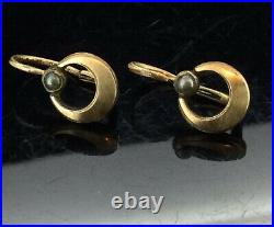 ANTIQUE VICTORIAN EARRINGS SMALL FRENCH DORMEUSE DIVINE ELEGANCE GOLD CIRCA1900s