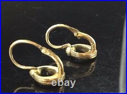 ANTIQUE VICTORIAN EARRINGS SMALL FRENCH DORMEUSE DIVINE ELEGANCE GOLD CIRCA1900s