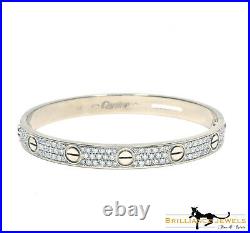 AUTHENTIC CARTIER Love Bracelet Bangle in 18k White Gold, Size 16 (C-324)