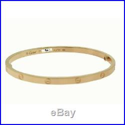 AUTHENTIC CARTIER SM Love Bracelet in 18k Rose Gold, Size 17 Thin (C-319)