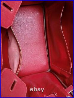 AUTH Vintage Red Hermes Birkin 35 Rouge Vif Veau Epsom Gold Hardware