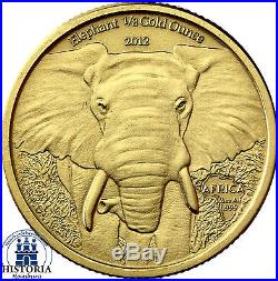 Afrika Serie Gabun 5000 Francs 2012 African Elephant 1/8 Gold Ounce