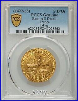 Anglo-Gallic Henry VI (1422-1461) gold coin Salut d'Or ND (1422-1449) AU bent