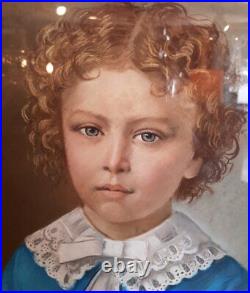 Antique A. Dreux Portrait Pastel Of A Little Girl Dating Signed Gilded Frame 1880