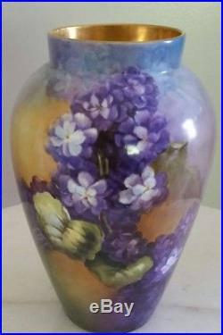 Antique B. &C. Limoges France Vase Hand Painted Violets And Gold Gilded