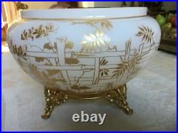 Antique Beautiful Baccarat Cup In White Opaline Gold Decor Gilt Bronze Frame 19t