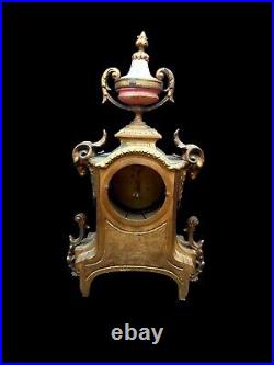 Antique Clock Garniture French Sevres Style Victorian Porcelain Bronze 19th Cent