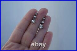 Antique French 18k Gold Platinum Old Cut Diamond Earrings