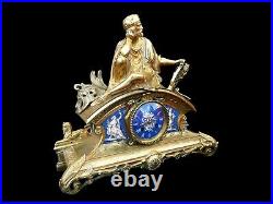 Antique French Clock Bronze Ormolu Sevres Victorian 19th Century Mantel Clock
