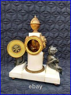 Antique French Clock Marble Large Bronze Ormolu 19th Century Mantel Clock c1860